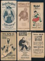 cca 1910-40 15 db klf. számolócédula: Törley, HÉV, Tango parkettpaszta, Herz szalámi, Turul cipőgyár, Gessler Siegfried, Schmoll bútor pasta, Palma stb., némelyiken apró szakadással, hajtásnyommal