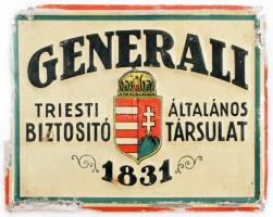 Generali Triesti Általános Biztosító Társulat 1831 bádog tábla, sérült, 9×12,5 cm