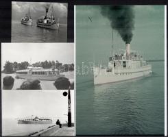 Balatoni hajózás, 1942 és cca 1977 között készült felvételek, 8 db fotó, ebből 3 vintage kópia, a többi mai nagyítás korabeli színes diapozitívokról, 8x10,8 cm és 25x17,8 cm között
