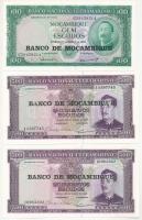 Mozambik 1961. 100E fekete BANCO DE MOCAMBIQUE + 1967. 500E fekete BANCO DE MOCAMBIQUE felülbélyegzéssel (2x) T:I  Mozambique 1961. 100 Escudos with black BANCO DE MOCAMBIQUE overprint + 1967. 500 Escudos with black BANCO DE MOCAMBIQUE overprint (2x) C:UNC Krause 117.a, 118.a