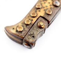 Réz bicska csont markolattal, réz díszítéssel, kopásokkal, összecsukva h: 14 cm