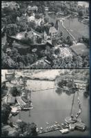 cca 1967 Légifotók a Városligeti-tóról és környékéről, Járai Rudolf 2 db vintage fotója, feliratozva, 9x12 cm
