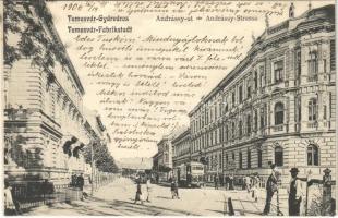 1906 Temesvár, Timisoara; Gyárváros, Andrássy út, villamos / Fabrikstadt / Fabric, street, tram (EK)