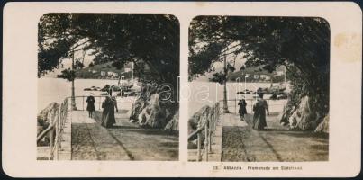 1912 Abbázia, sztereófotó, 9x18 cm