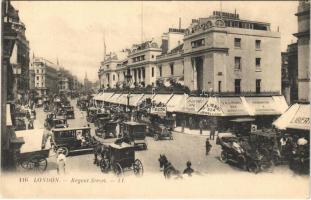 London, Regent Street, T. & J. Perry 224. Jewellers shop, horse chariots, automobiles