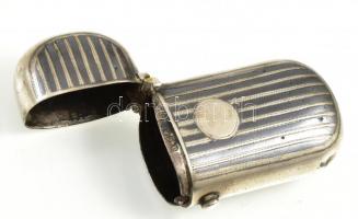 Ezüst(Ag) régi gyufatartó zenés-táncos mintával, jelzett, apró kopásokkal, alul kis horpadásokkal, m...