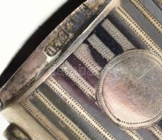 Ezüst(Ag) régi gyufatartó zenés-táncos mintával, jelzett, apró kopásokkal, alul kis horpadásokkal, m...