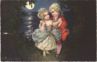 1926 Olasz művészlap, gyerekek / Italian art postcard, children. Ultra G.A.M. 2036. s: Colombo (szakadás / tear)
