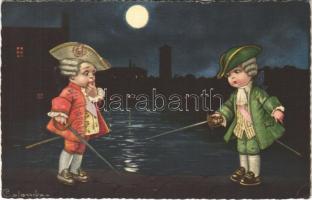 1926 Olasz művészlap, gyerekek / Italian art postcard, children. Ultra G.A.M. 2036. s: Colombo