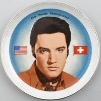 Tony Muller - Elvis Presley porcelán emlék tál. Matricás, jelzett, hibátlan d: 21 cm