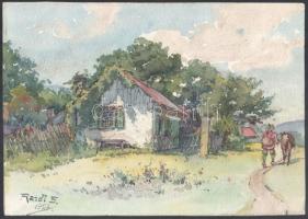 Raidl Sándor (1859-1934): Falusi ház Stájerországban, 1927. Akvarell, papír, jelzett. Hátoldalán feliratozott. 25×35 cm