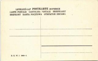 Girl with mushroom. Children art postcard. B.K.W.I. 2602-1