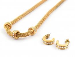 Art de France aranyozott nyaklánc + fülbevaló szett Svarowski kristállyal , certifkáttal, eredeti, s...