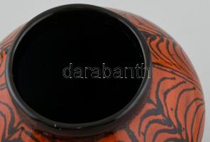 Iparművész kerámia váza. Pókhálós díszítéssel. Jelzett. kézzel festett, hibátlan 21 cm