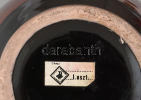 Iparművész kerámia váza. Pókhálós díszítéssel. Jelzett. kézzel festett, hibátlan 21 cm