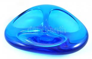 Kosta Boda kék design kristály kínáló tál. Jelzés nélkül, , hibátlan. 21x19 cm
