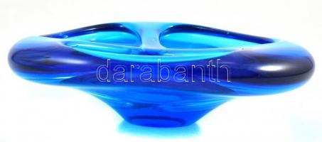 Kosta Boda kék design kristály kínáló tál. Jelzés nélkül, , hibátlan. 21x19 cm