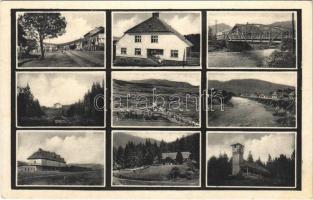 Kőrösmező, Yasinia, Yasinya, Jaszinya, Jassinja, Jasina; mozaiklap vasútállomással / multi-view postcard with railway station