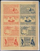 1914-1915 Baba kiállítás piros-kék színű levélzáró kisív, okker papíron