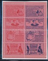 1914-1915 Baba kiállítás piros-kék színű levélzáró kisív, lila papíron