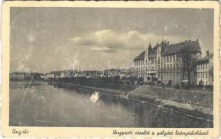 1939 Ungvár, Uzshorod, Uzhhorod, Uzhorod; Ung-parti részlet, Polgári leányiskola / Uzh riverside, girls school (r)