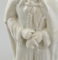 Juhász szobor, kerámia, fehér mázas, Harmat F jelzéssel, talapzatán lepattanásokkal, hátoldalán sérü...
