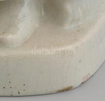 Juhász szobor, kerámia, fehér mázas, Harmat F jelzéssel, talapzatán lepattanásokkal, hátoldalán sérü...