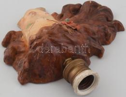 Dr. Rank női fej formájú elektromos lámpa, mázas kerámia, jelzett, lepattanásokkal, nem kipróbált, 2...