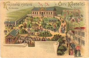 Cerveny Kostelec, Krajinská vystava v Cerv. Kostelci / Landscape exhibition. Chromolitografie Kabátnik litho