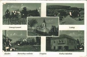 1947 Alsóörs, Somogyi penzió, látkép, Baracskay szálloda, Templom, Farkas üzlete (felületi sérülés / surface damage)