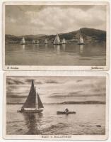 Balaton, vitorlások, naplemente - 17 db régi képeslap