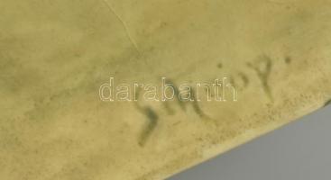 Hedi Schoop (1906-1995): Lenge ruhás hölgy. Mázas kerámia, kézzel festett, jelzett, hajszálrepedések...