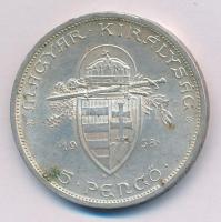 1938. 5P Ag "Szent István" T:1-,2 patina Adamo P8.1