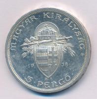 1938. 5P Ag "Szent István" T:1-,2 Adamo P8.1