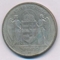 1930. 5P Ag "Horthy jobbra" T:3 patina Adamo P8