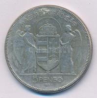 1930. 5P Ag "Horthy jobbra" T:3 patina Adamo P8