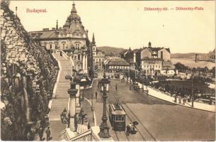 Budapest I. Tabán, Döbrentei tér, villamos. Divald Károly 1182-1907.