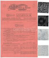 1934 Lustig Zoltán és Társa Bp., Napsugár szemfedők reklám szórólap és árajánlat mintadarabokkal, Uj-Bánhidára postázva, hajtásnyommal
