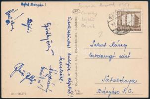 1957 Szegedi Honvéd tagjainak aláírása képeslapon