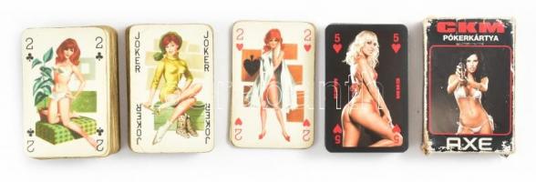CKM és retro pin-up girl pókerkártyák, hiányosak, használt állapotban, 2 dobozban