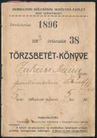1912 Debreczeni Kölcsönös Segélyező-Egylet Törzsbetét-könyve, foltos, kissé gyűrött
