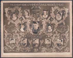 1940-41 M. Kir. Honv. 101. KSZV Simens (sic!) távgépíró közp. raj, katonai tablófotó civilekkel és kitüntetésekkel dekorált katonákkal, kartonra ragasztva, 22x28 cm