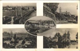 1938 Budapest, Erzsébet híd, Városliget, Mátyás templom, Szabadság tér (fl)