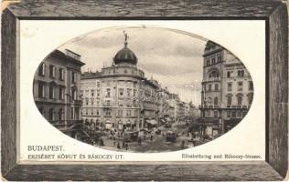 Budapest VII. Erzsébet körút és Rákóczi út, villamosok (szakadás / tear)