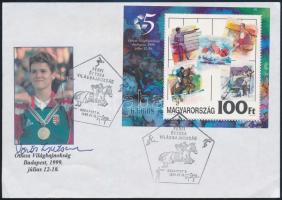Vörös Zsuzsanna (1977-) olimpiai bajnok öttusázó aláírása egy őt FDC-n