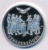 Fritz Mihály (1947- ) DN "Vérszerződés / Magyarország Történelme" Ag emlékérem tanúsítvánnyal (15g/0.500/34mm) T:PP