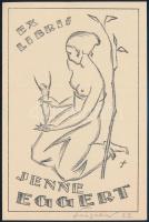 Olvashatatlan jelzéssel: Ex libris Jenne Eggert. Litho, papír, 14×9 cm