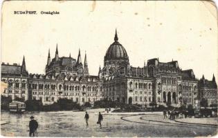 1930 Budapest V. Országház, Parlament, villamos (b)