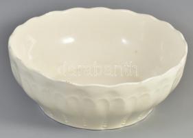 Gránit nagyméretű porcelán leveses tál, fehér mázas, jelzett, kis javításokkal, lepattanásokkal, d: 31 cm