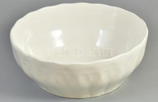 Gránit porcelán leveses tál, fehér mázas, jelzett, hibátlan, d: 25 cm